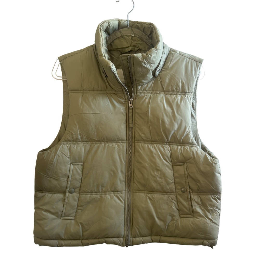 American Eagle Sage Green Puffer Vest Womens Large Quilted‎ Full Zip Gorpcore